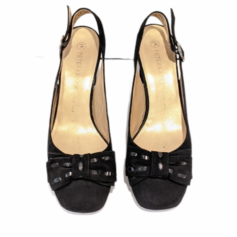 PETER Kaiser black suede sling back heels sz 6.5